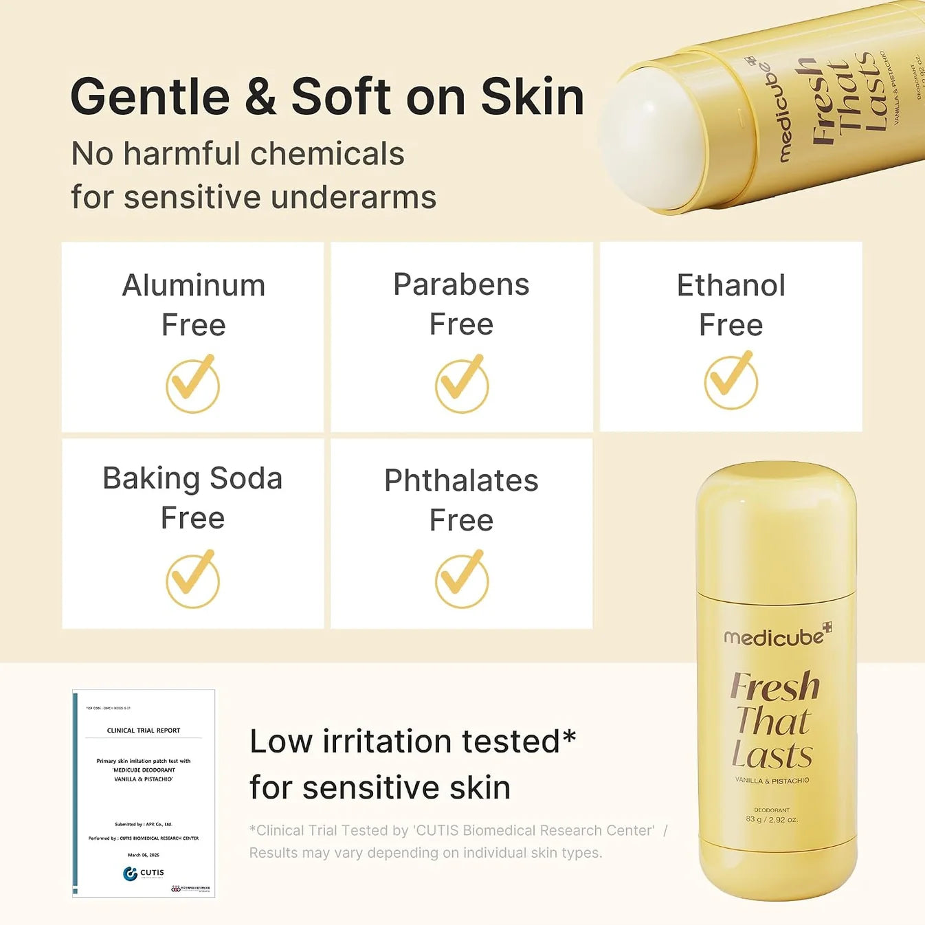 Medicube Deodorant Fresh that Lasts Vanilla & Pistachio - 83g