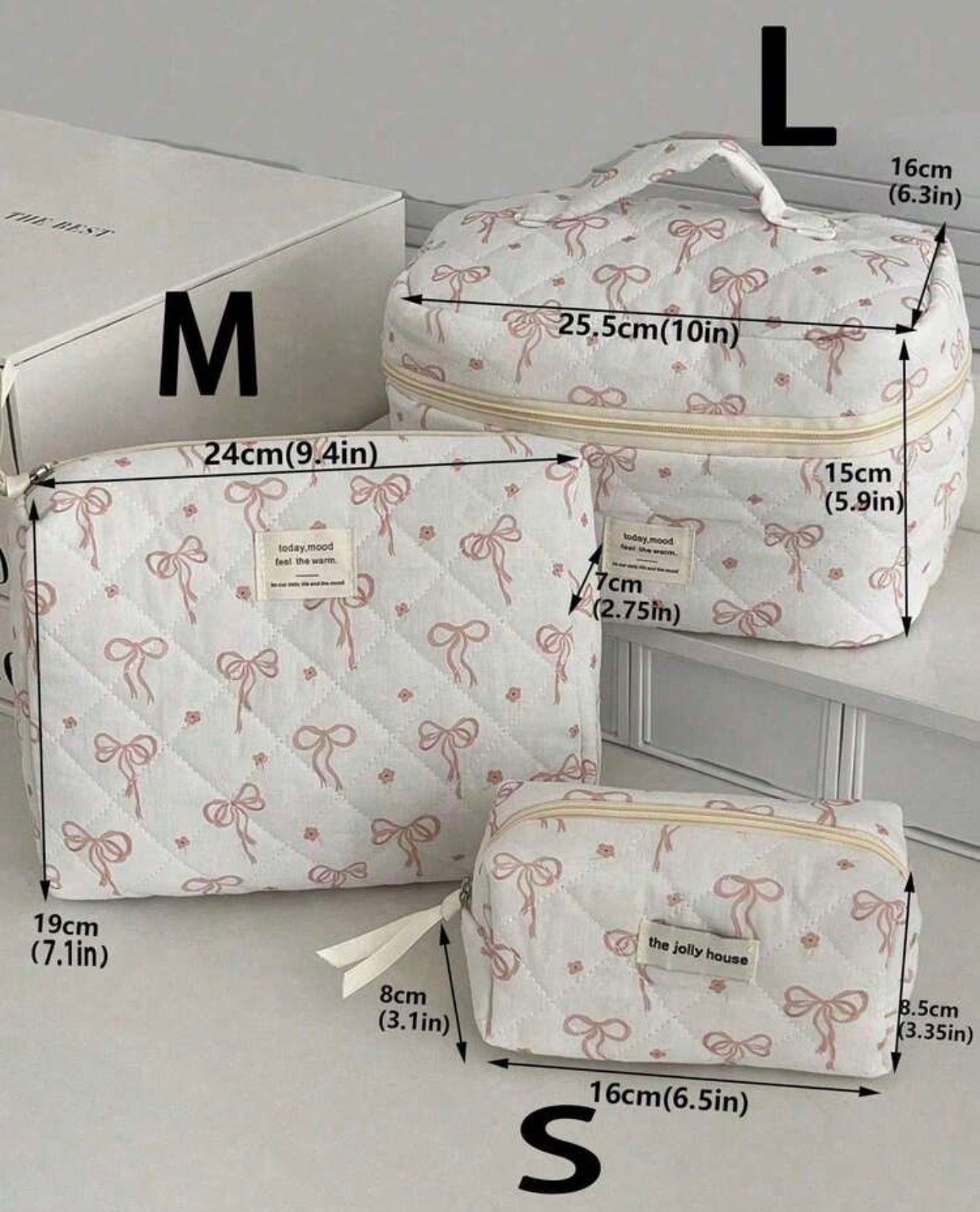 3pcs Pink Makeup Bag