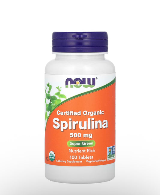 NOW Foods Certified Organic Spirulina, 500 mg, 100 Tablets