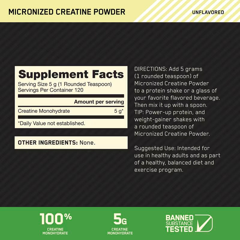 Optimum Nutrition Micronized Creatine Powder, Unflavored, (600 g)