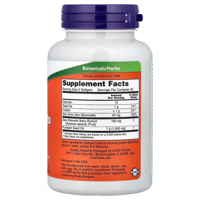 NOW Foods
Saw Palmetto Extract, , 90 Softgels