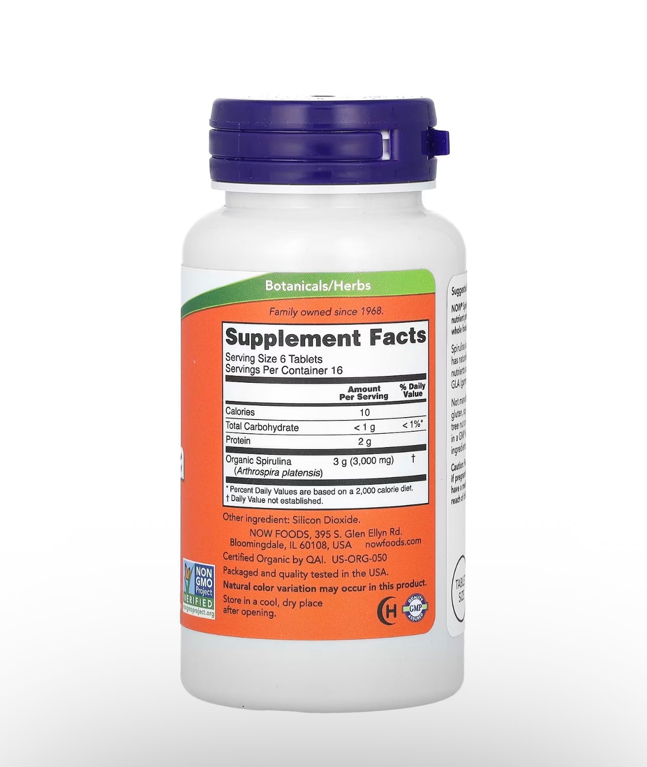NOW Foods Certified Organic Spirulina, 500 mg, 100 Tablets