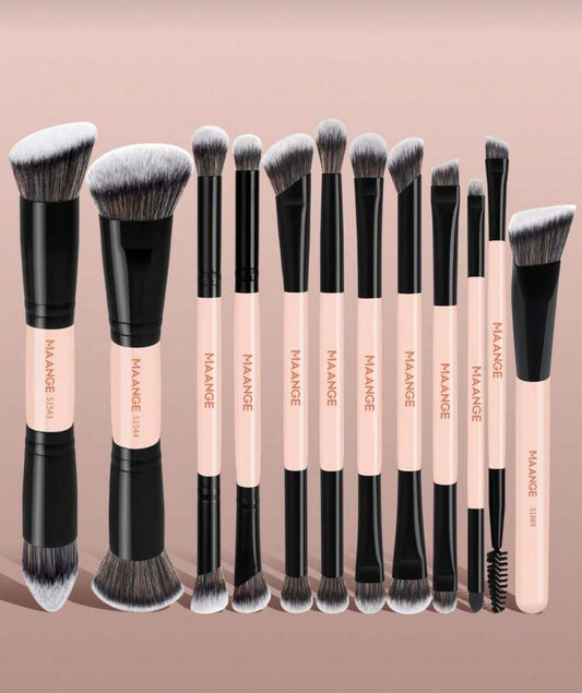 MAANGE 12Pcs Essentials Travel Makeup Brush Set