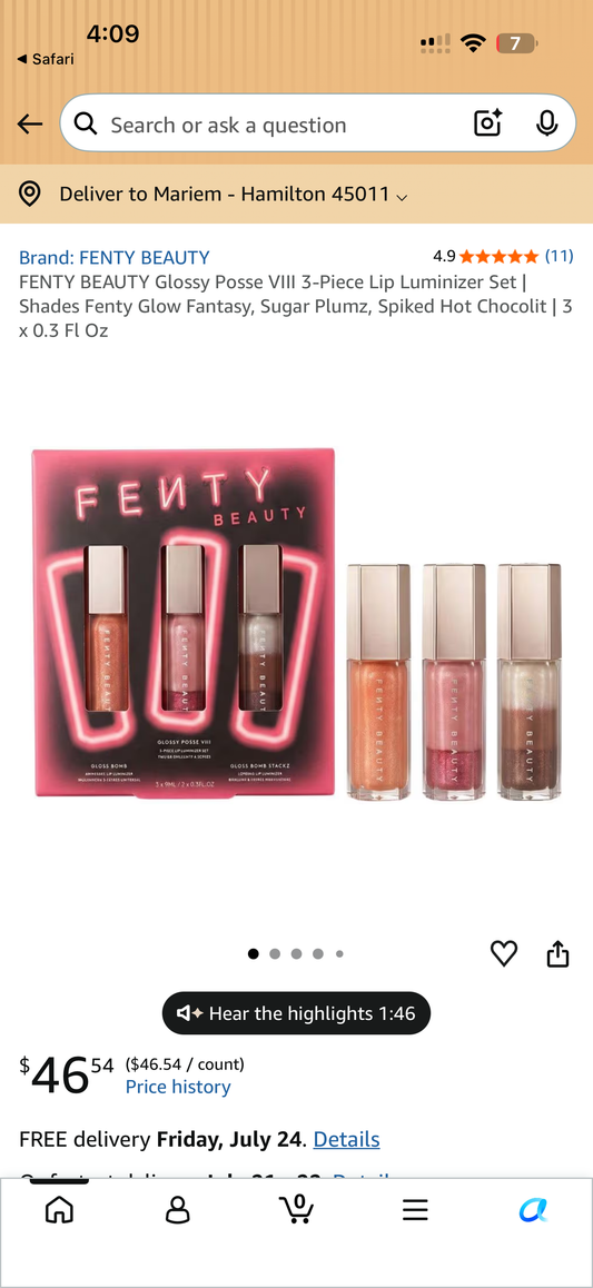 FENTY BEAUTY Glossy Posse VIII 3-Piece Lip Luminizer Set