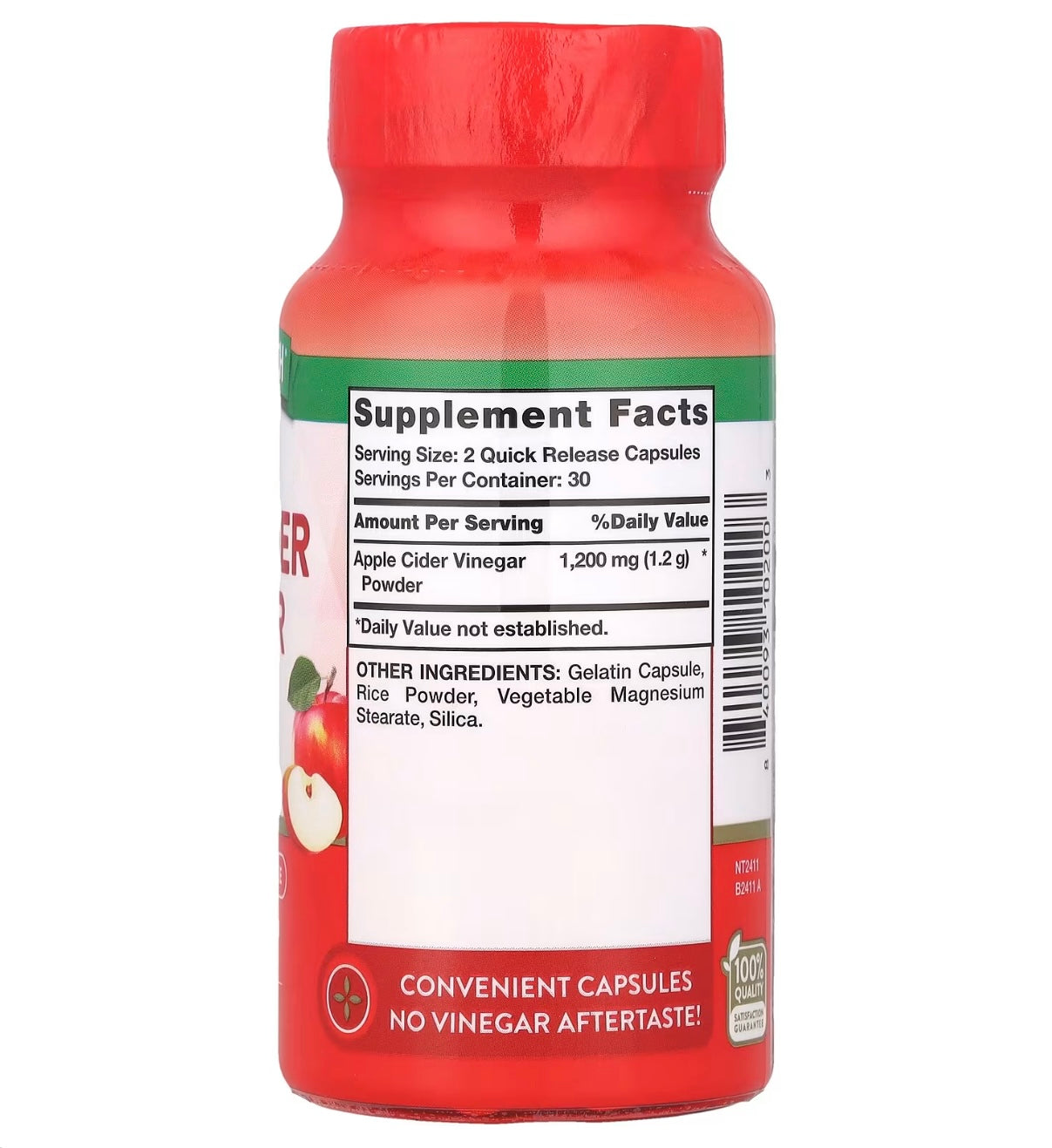 Nature's Truth Triple Strength Apple Cider Vinegar, 60 Quick Release Capsules (600 mg per Capsule)