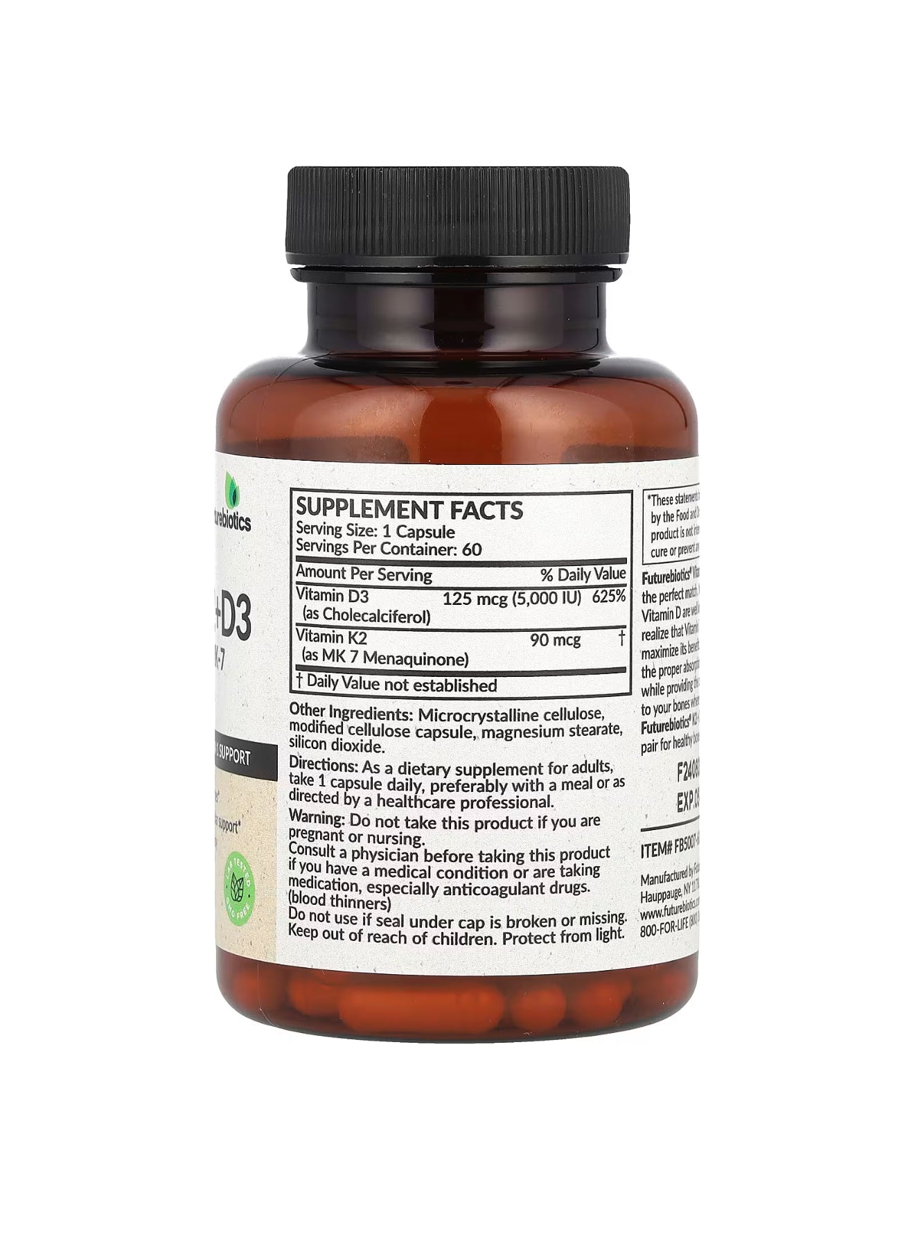 Futurebiotics Vitamin K2 + D3, 60 Capsules