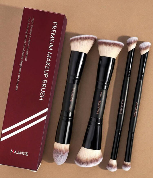 MAANGE 4Pcs Professional Facial Double-Ended Makeup Brush set