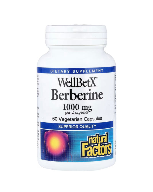 Natural Factors WellBetX® Berberine, 60 Vegetarian Capsules (500 mg per Capsule)