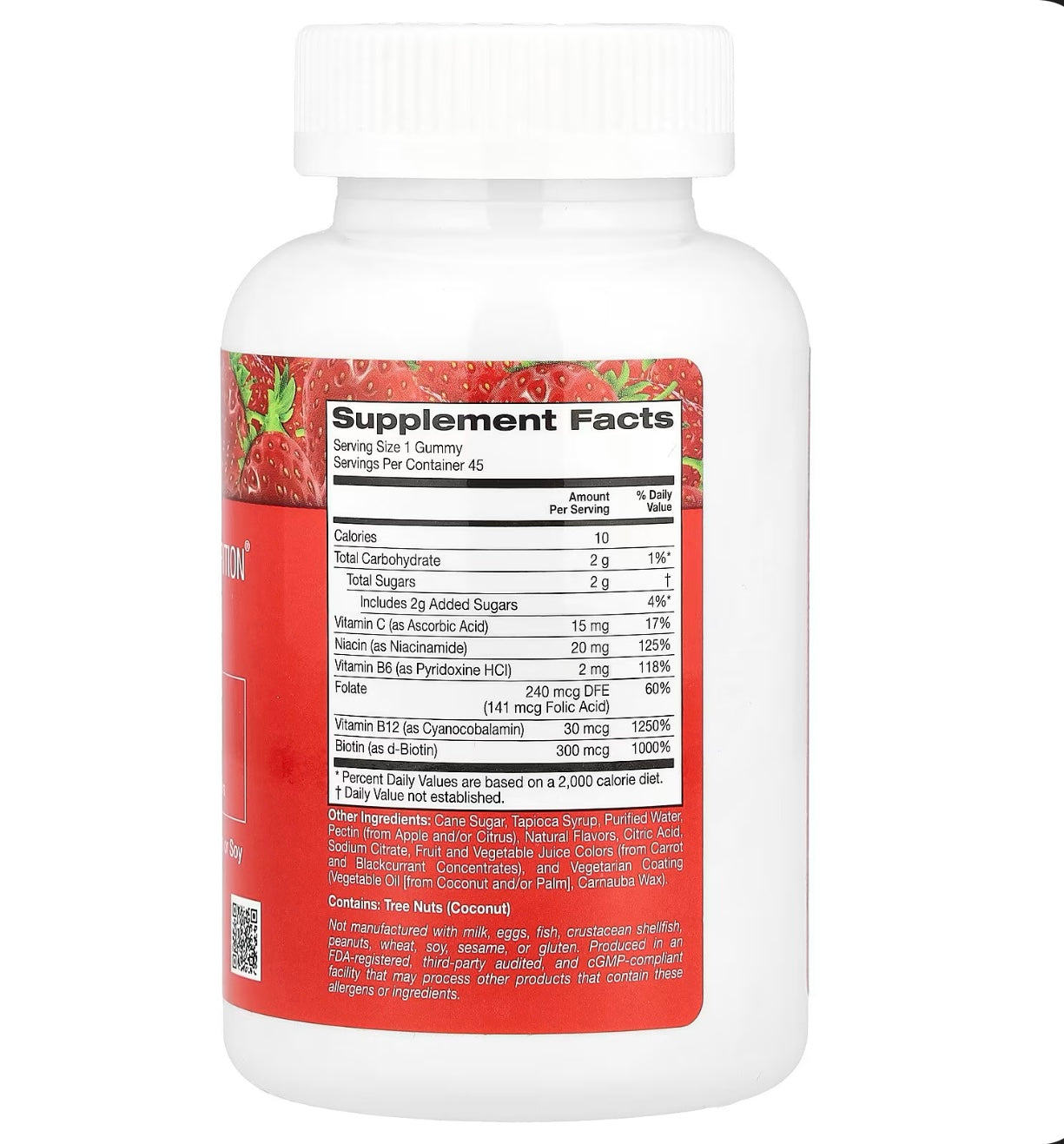 California Gold Nutrition B Complex Gummies with Vitamins B6 and B12, Folate, and Biotin, Strawberry, 45 Gummies