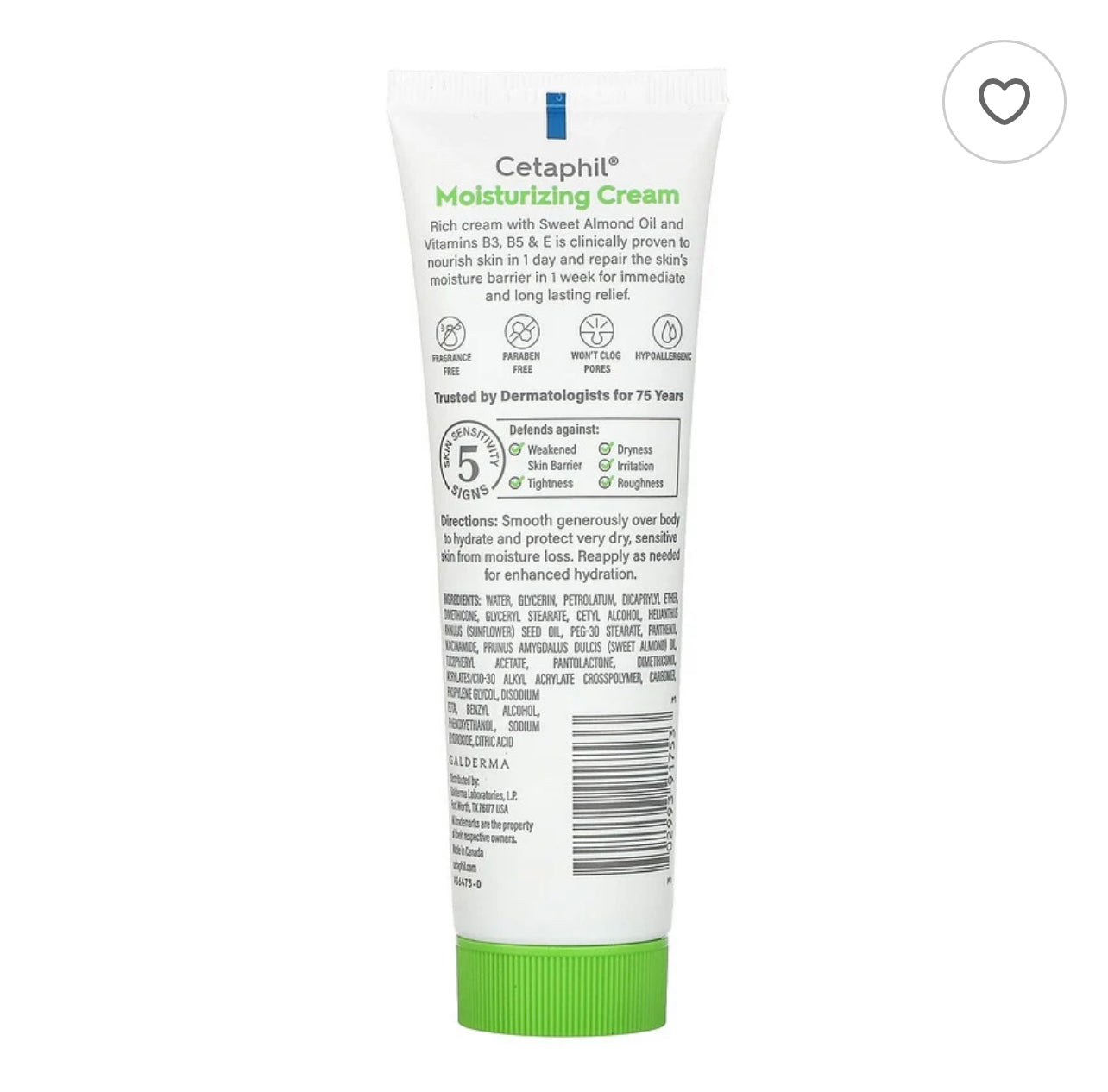 Cetaphil Moisturizing Cream, Fragrance Free, 3 oz (85 g)