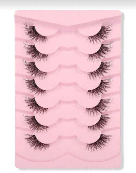 7 pairs/Set Cat Eye Style Natural Short Crossed Transparent Stem