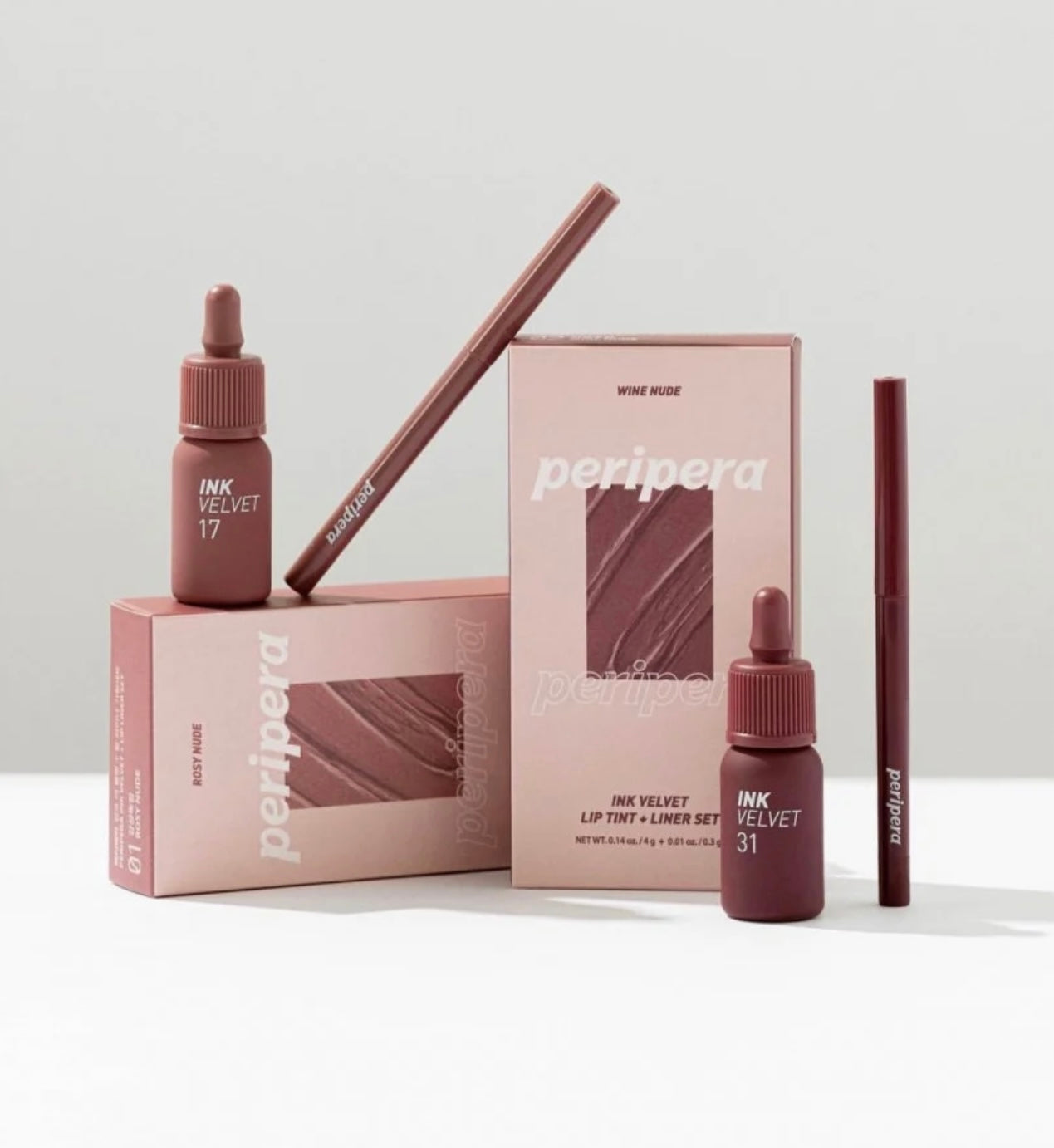 PERIPERA Ink Velvet + Lip Liner Set #02 Wine Nude