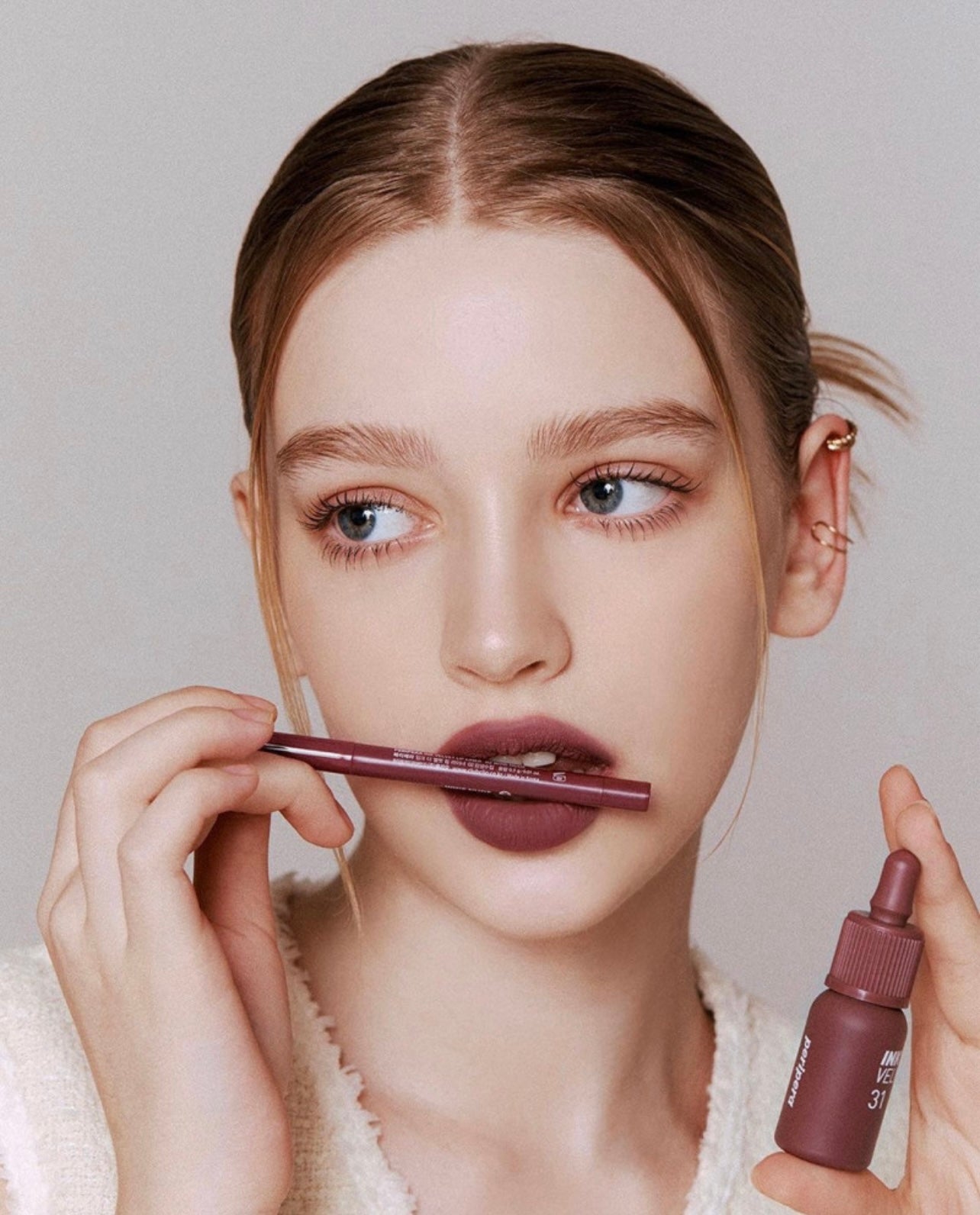 PERIPERA Ink Velvet + Lip Liner Set #02 Wine Nude