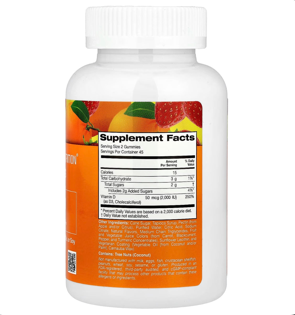 California Gold Nutrition Vitamin D3 Gummies,Lemon,Orange,Strawberry 90 Gummies (25 mcg (1,000 IU per Gummy))