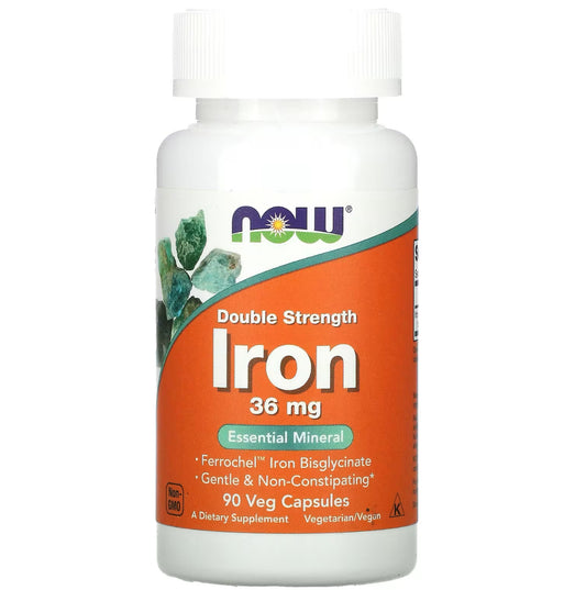 NOW Foods Iron, 36 mg, 90 Veg Capsules