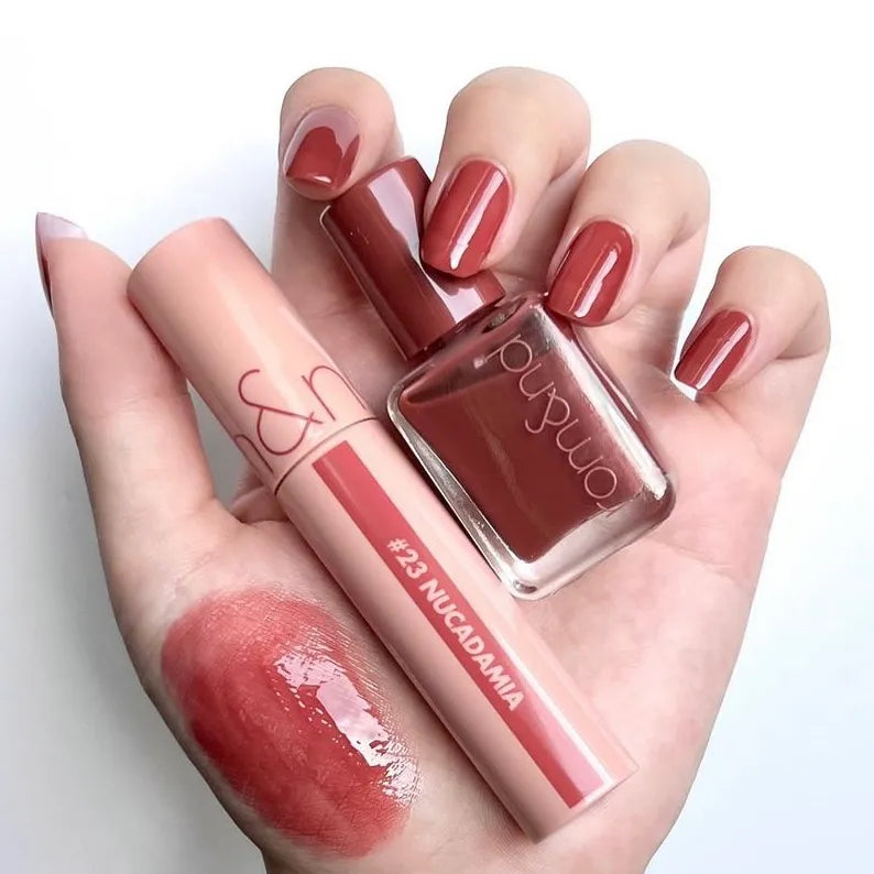 rom&nd Juicy Lasting Tint & Mood Pebble Nail Set 02 Nude Brown