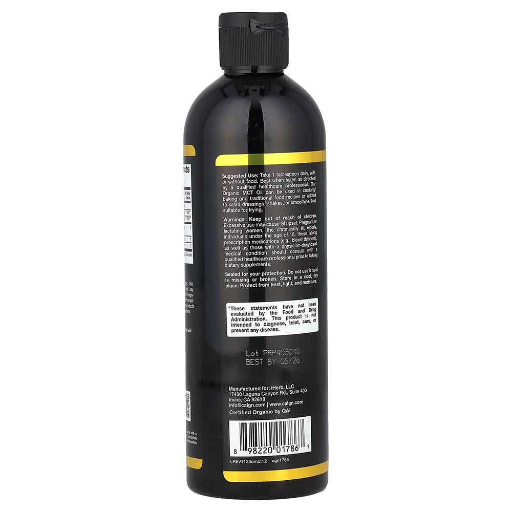 California Gold Nutrition, Organic MCT Oil, Unflavored, Dietary Supplement - 355ml