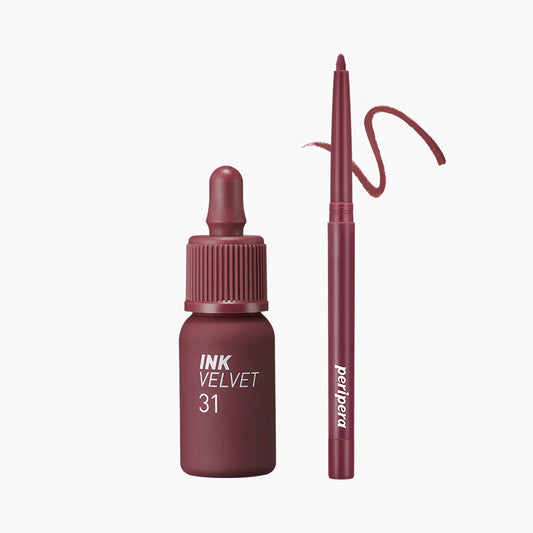 PERIPERA Ink Velvet + Lip Liner Set #02 Wine Nude
