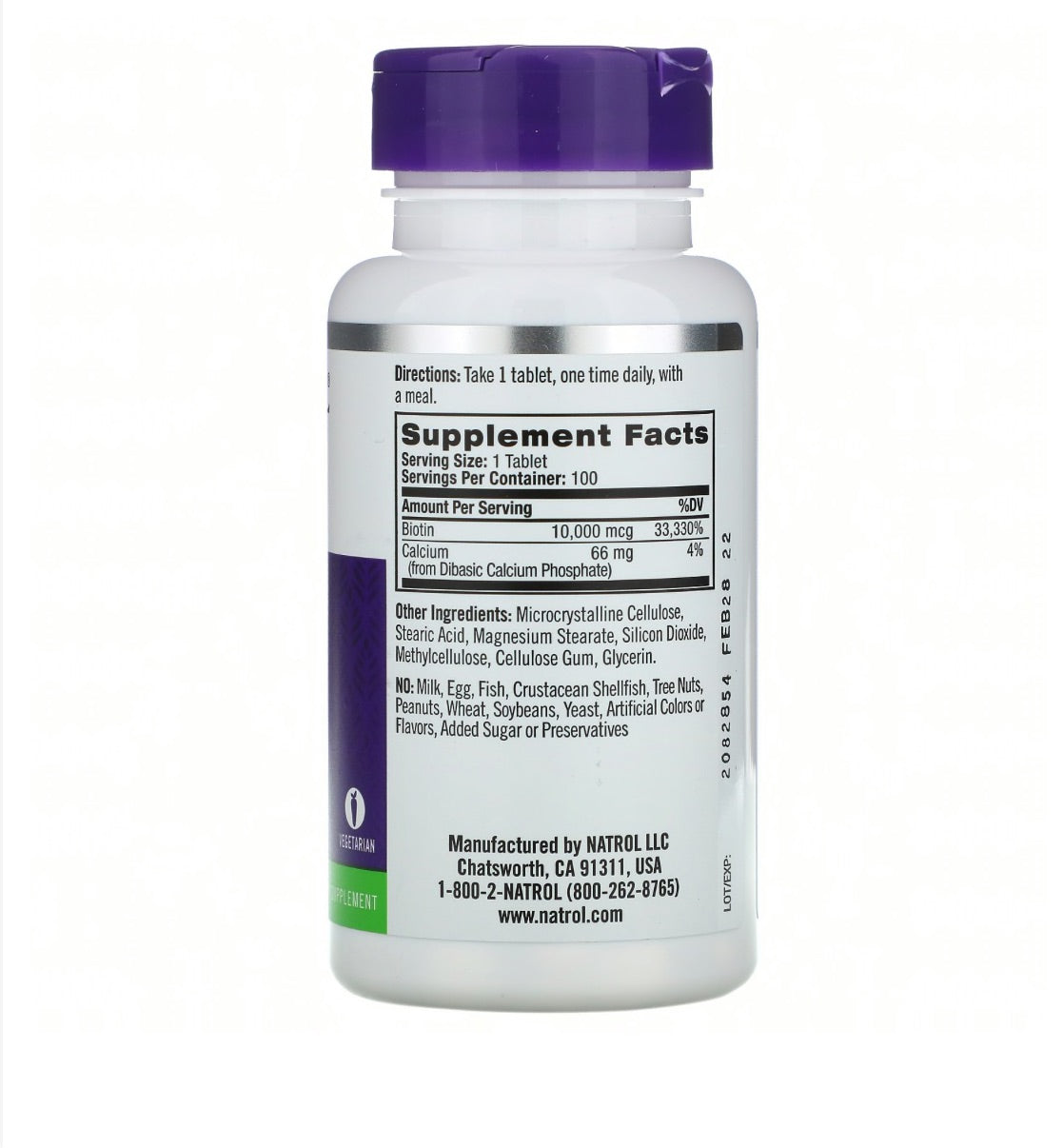 Biotin, Maximum Strength, 10,000 mcg, 100 Tablets