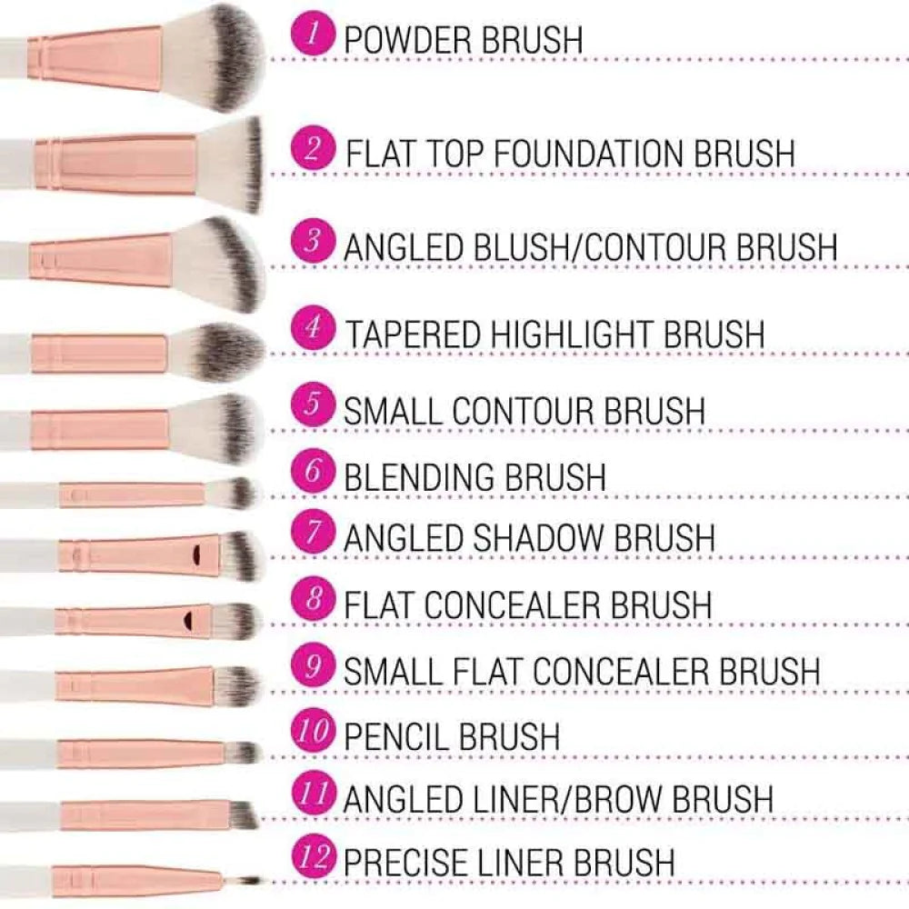 BH Cosmetics Rose Romance Brush Set - 12 Piece