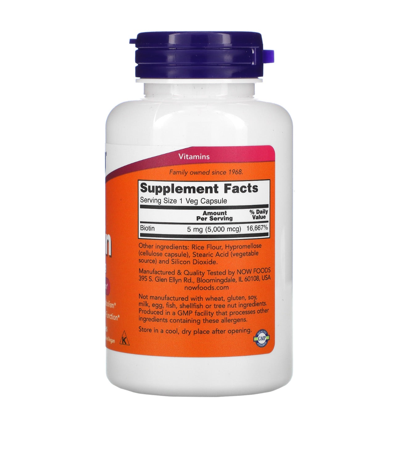NOW Foods, Biotin, 5,000 mcg, 120 Veg Capsules