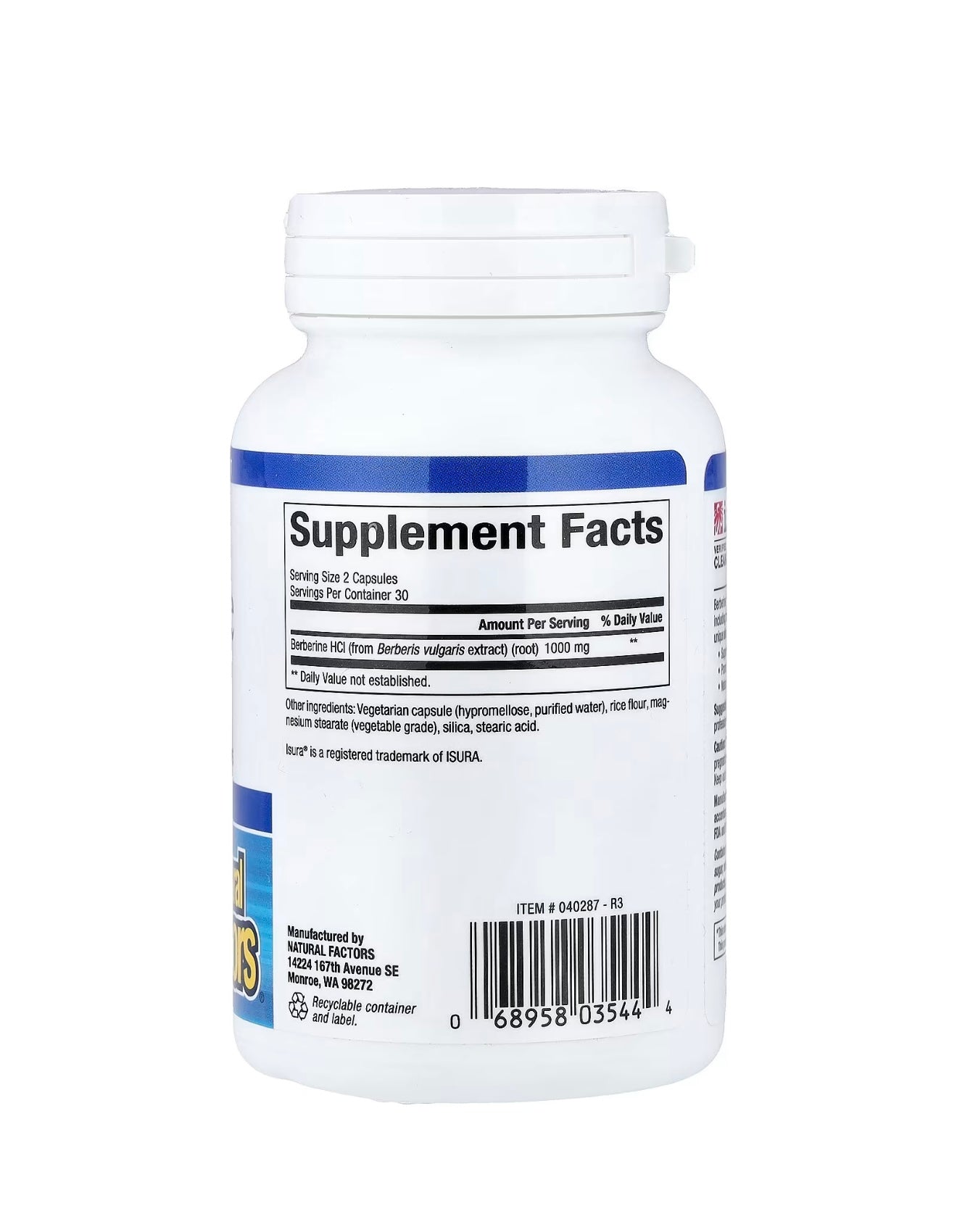 Natural Factors WellBetX® Berberine, 60 Vegetarian Capsules (500 mg per Capsule)