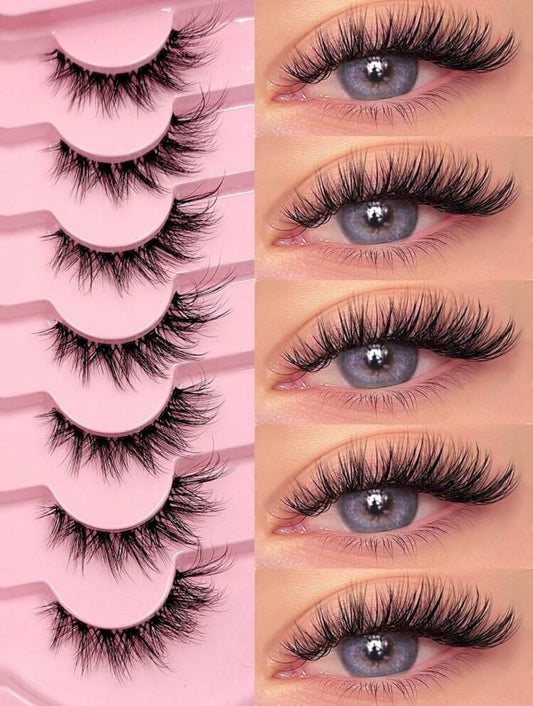 Asiteo 7 Pairs Fluffy Cat Eye False
Eyelashes,