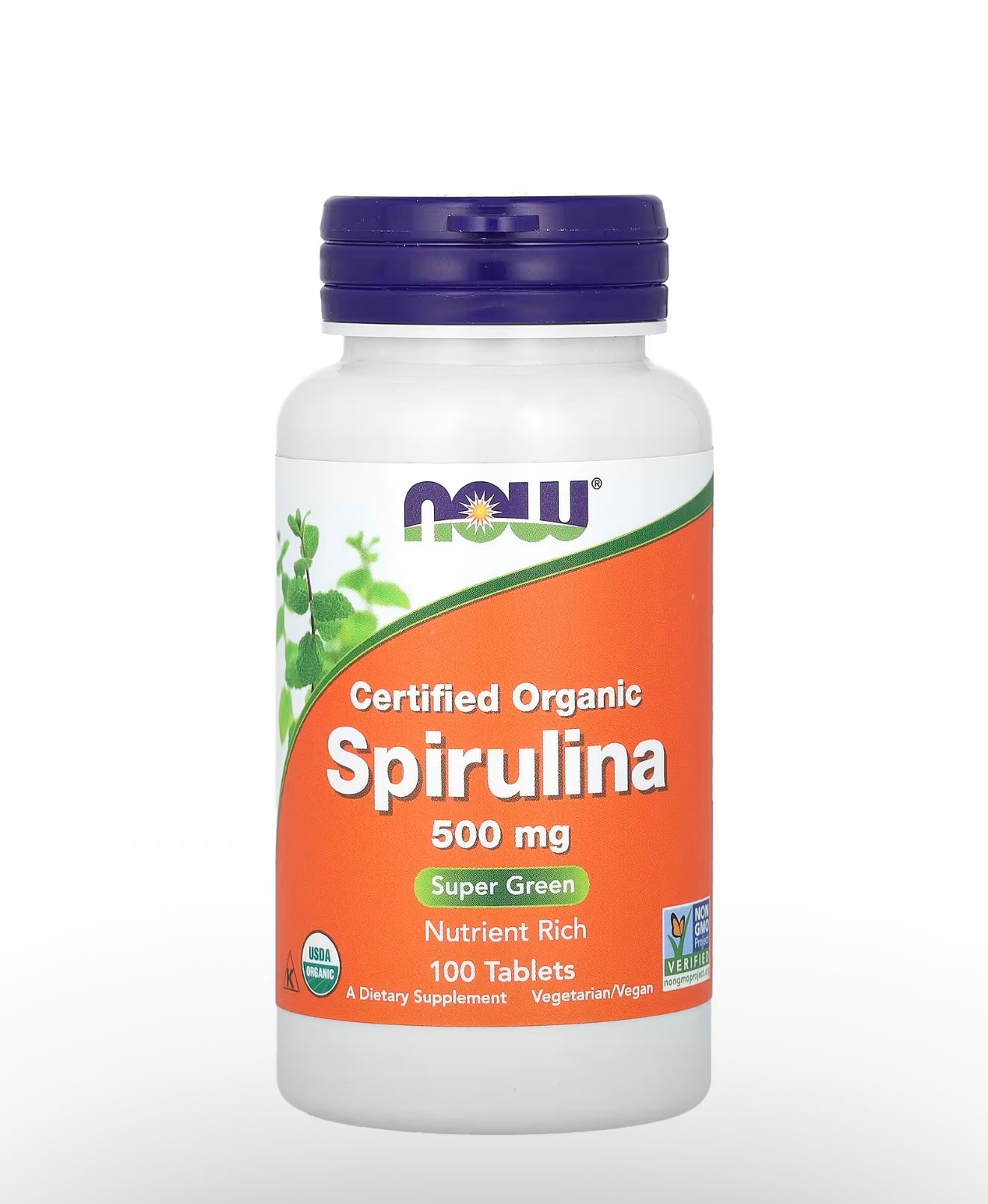 NOW Foods Certified Organic Spirulina, 500 mg, 100 Tablets