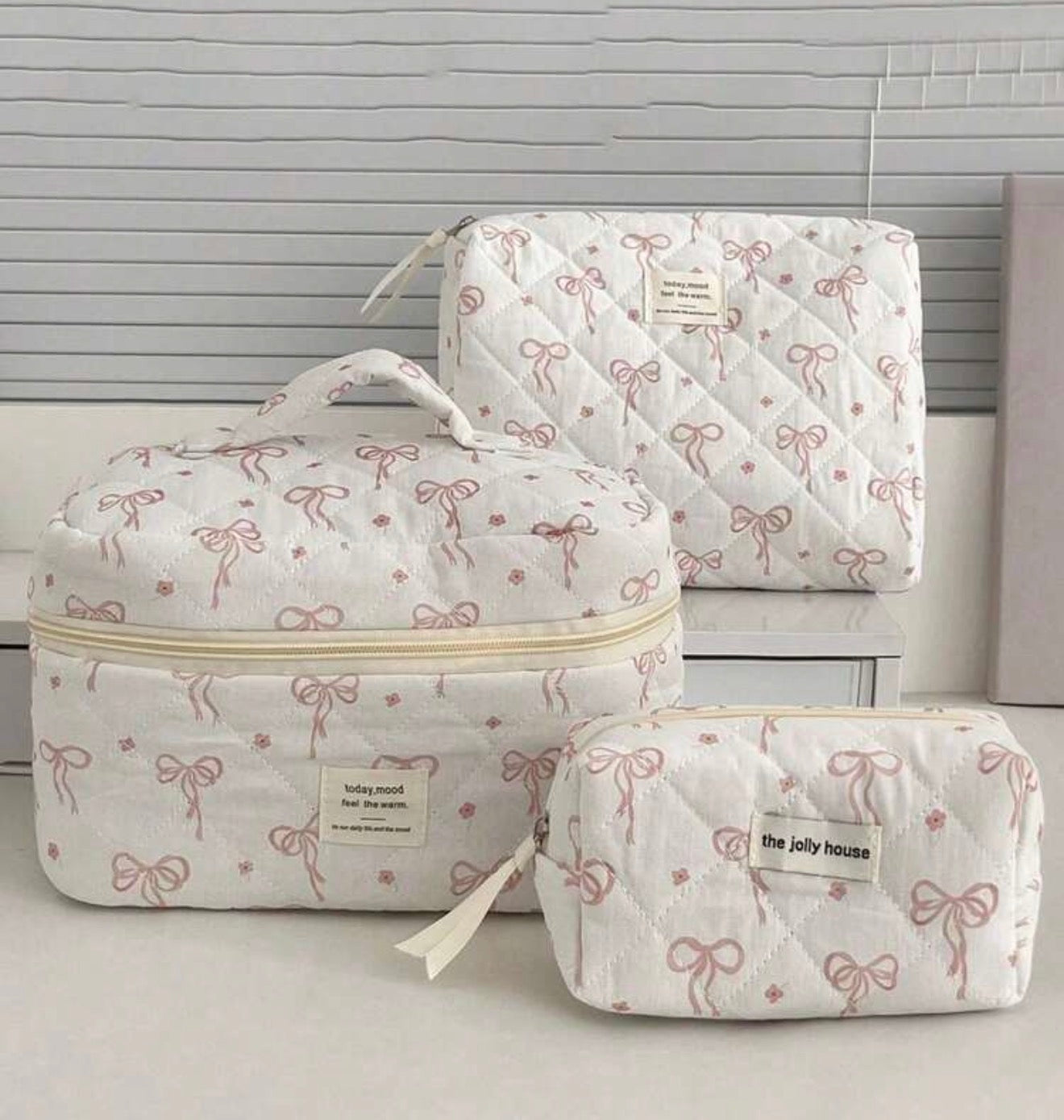 3pcs Pink Makeup Bag