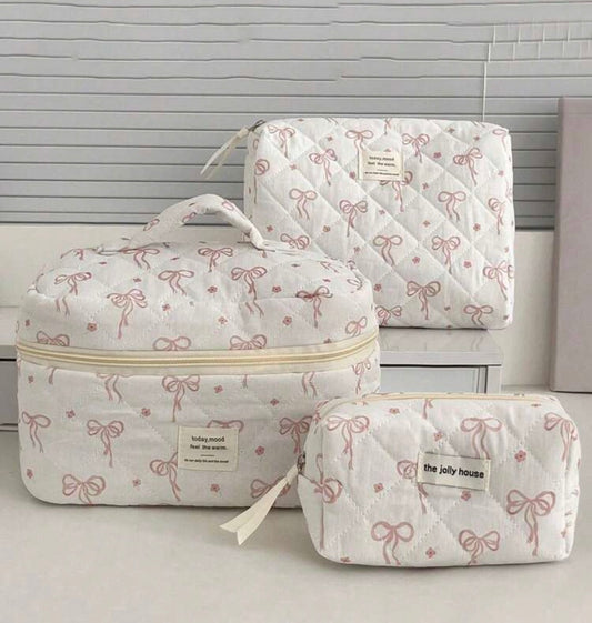 3pcs Pink Makeup Bag