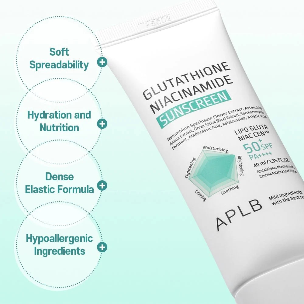 Aplb Glutathione & Niacinamide Brightening Sunscreen Spf 50+ 40 Ml