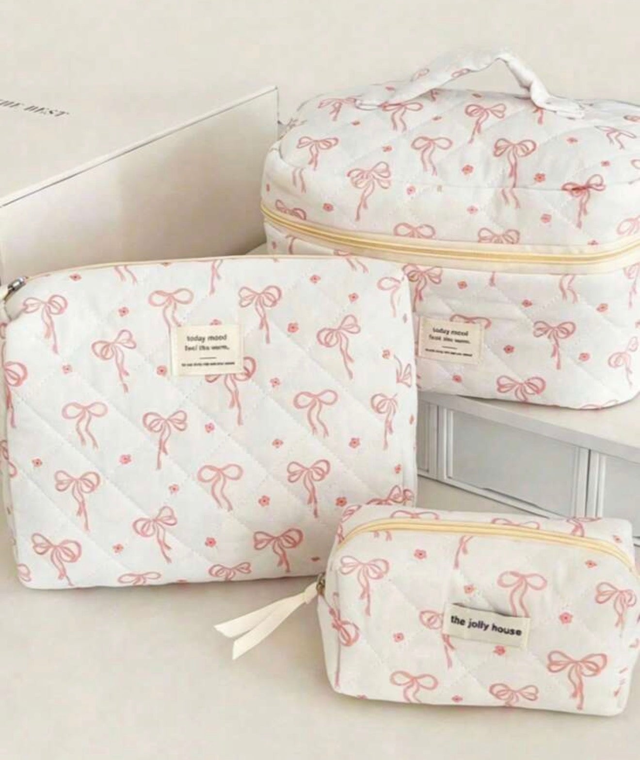 3pcs Pink Makeup Bag