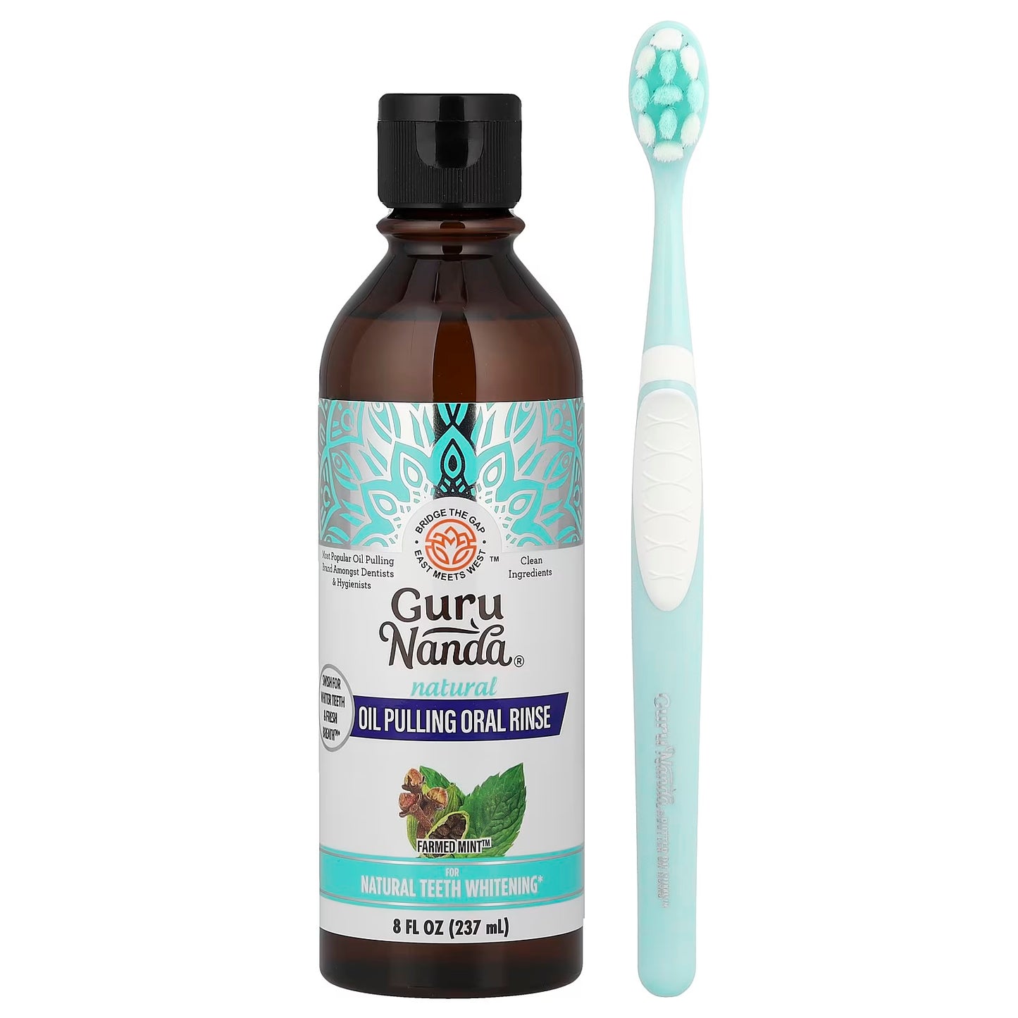 GuruNanda (237 ml) Natural Oil Pulling Oral Rinse, Farmed Mint™, 8 fl oz