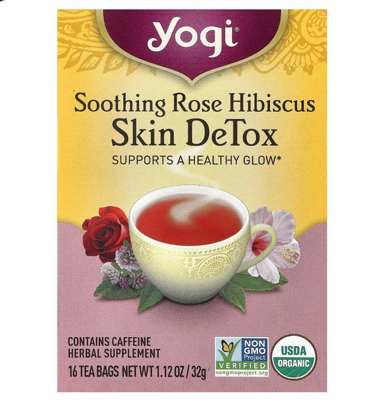 Yogi Tea Skin DeTox, Soothing Rose Hibiscus, 16 Tea Bags
