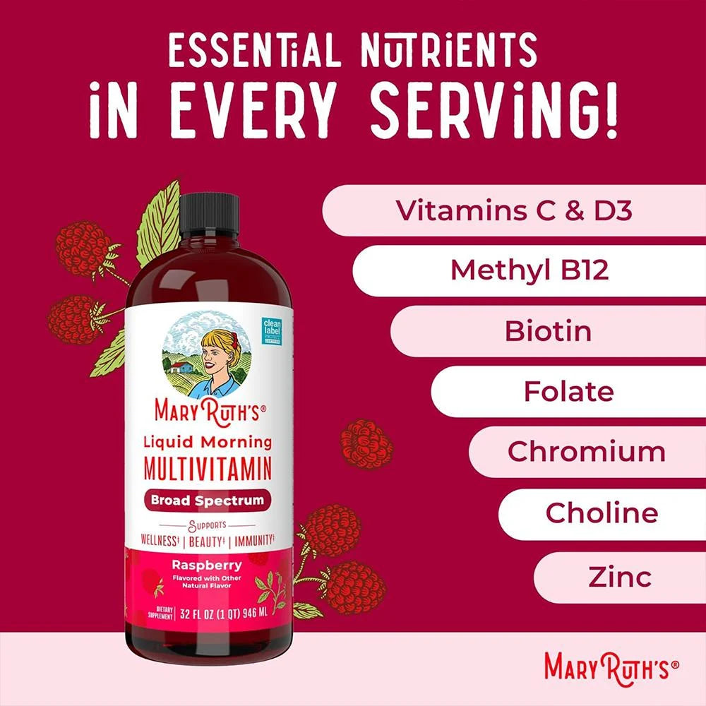 MaryRuth's, Liquid Morning Multivitamin, Raspberry, Dietary Supplement - 450 ml