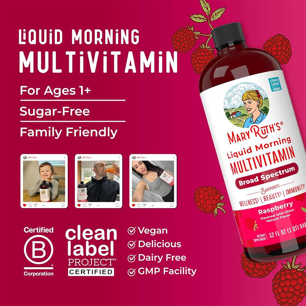 MaryRuth's, Liquid Morning Multivitamin, Raspberry, Dietary Supplement - 450 ml