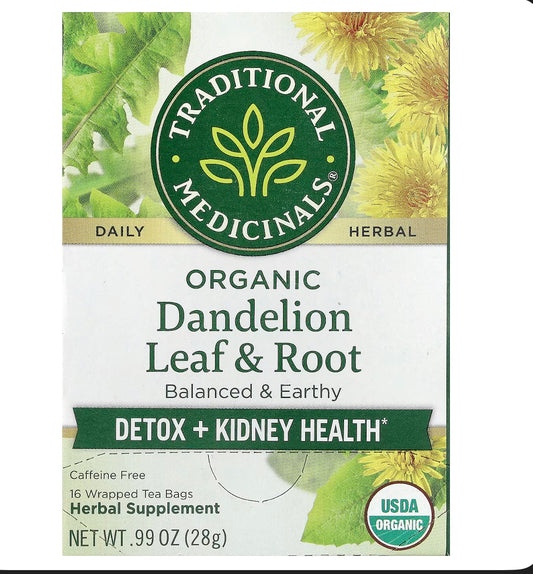 Traditional Medicinals Organic Dandelion Leaf & Root Tea, Caffeine Free, 16 Tea Bags,