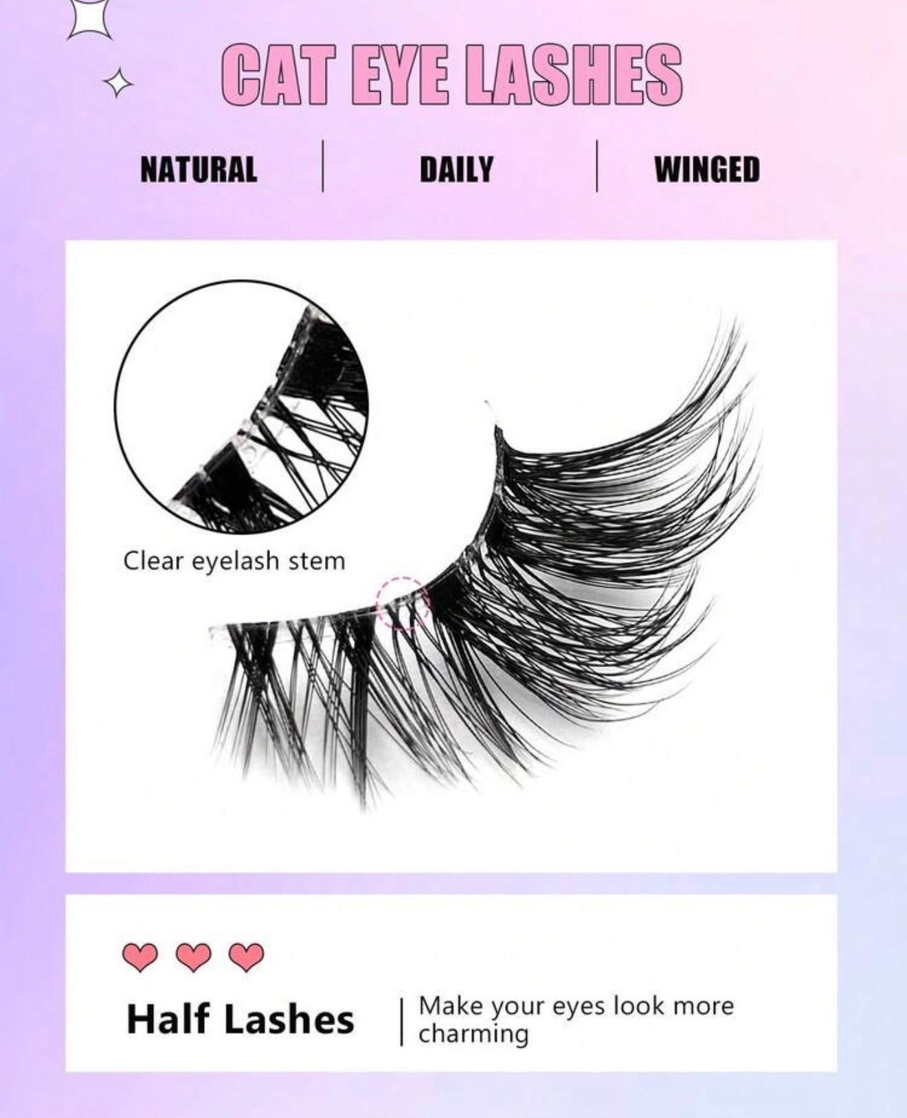 Asiteo 7 Pairs Cat Eye Style Cartoon
Transparent