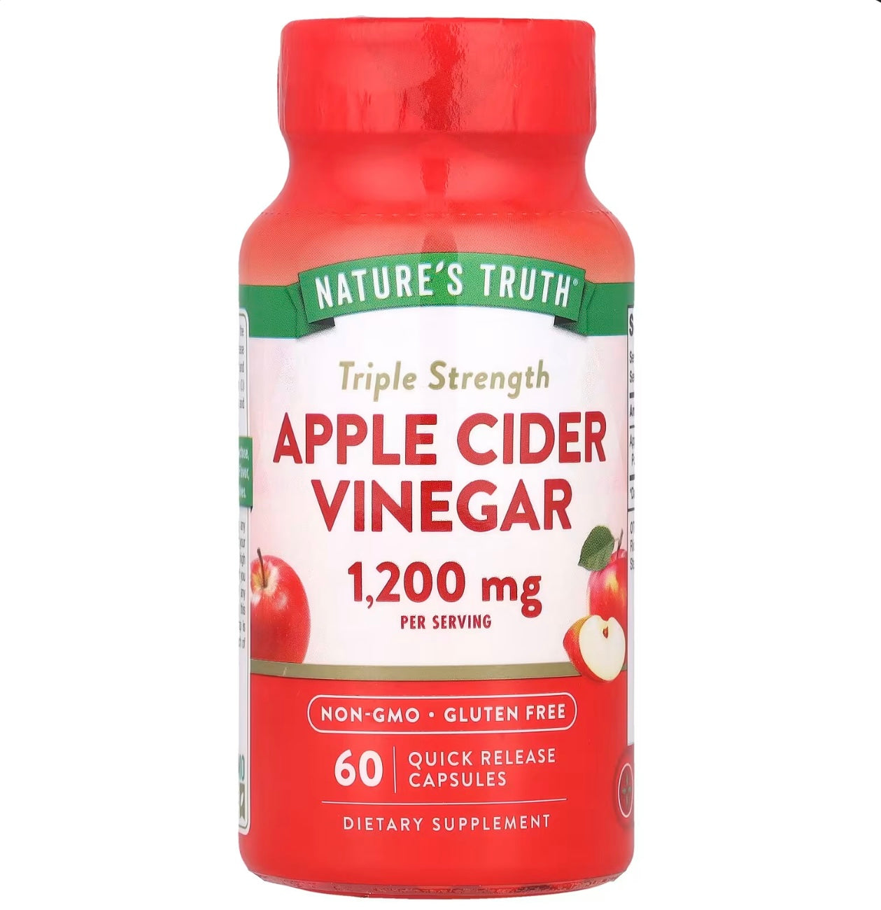 Nature's Truth Triple Strength Apple Cider Vinegar, 60 Quick Release Capsules (600 mg per Capsule)