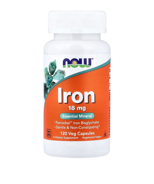 NOW Foods Iron, 18 mg,120 Veg Capsules