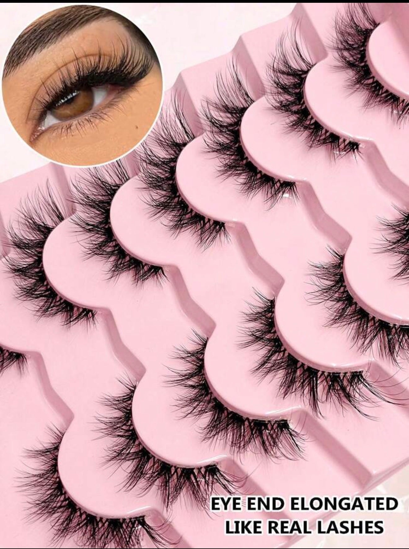 Asiteo 7 Pairs Fluffy Cat Eye False
Eyelashes,