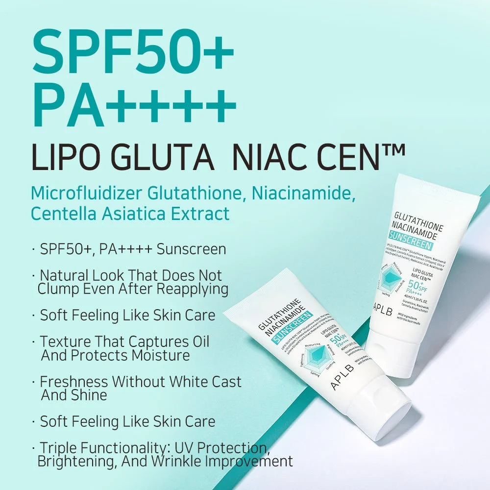 Aplb Glutathione & Niacinamide Brightening Sunscreen Spf 50+ 40 Ml