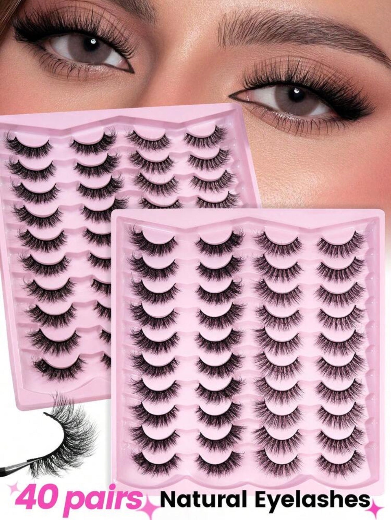 MAANGE 20Pairs Natural Criss-Cross Full Face Mixed False Eyelashes