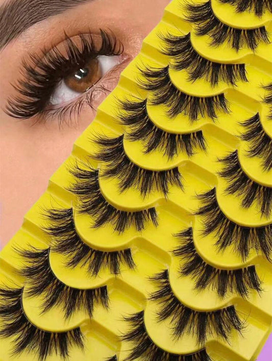Clear Stem False Eyelashes D Curl Style 10 Pairs