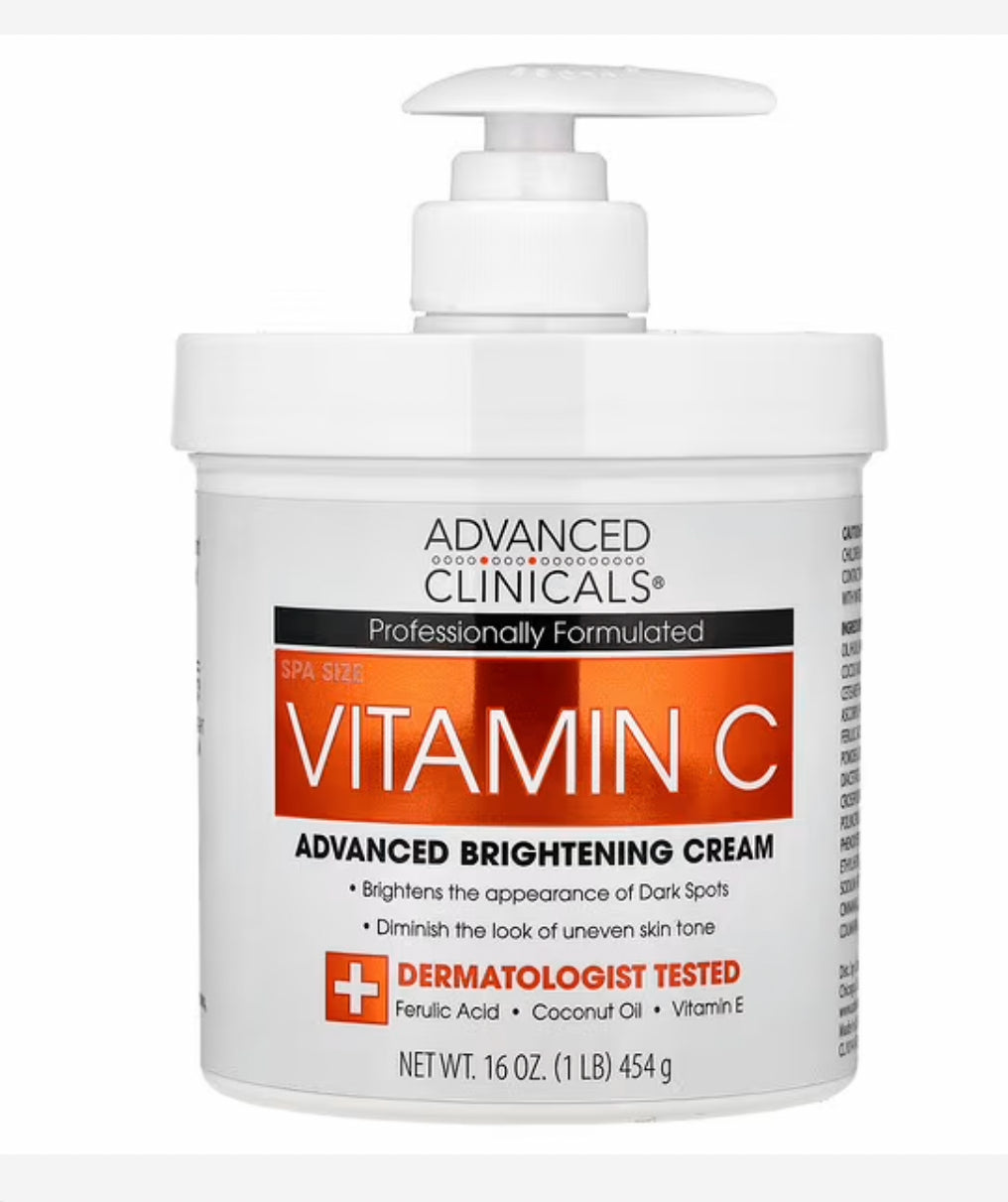 Advanced Clinicals Vitamin C, Advanced Brightening Cream, 16 oz (454 g)