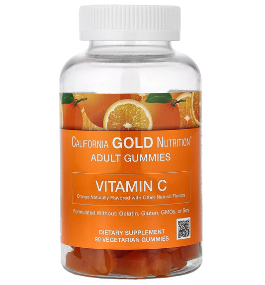 California Gold Nutrition Vitamin C Gummies with Vitamin A from 100% Beta-Carotene, 90 Gummies