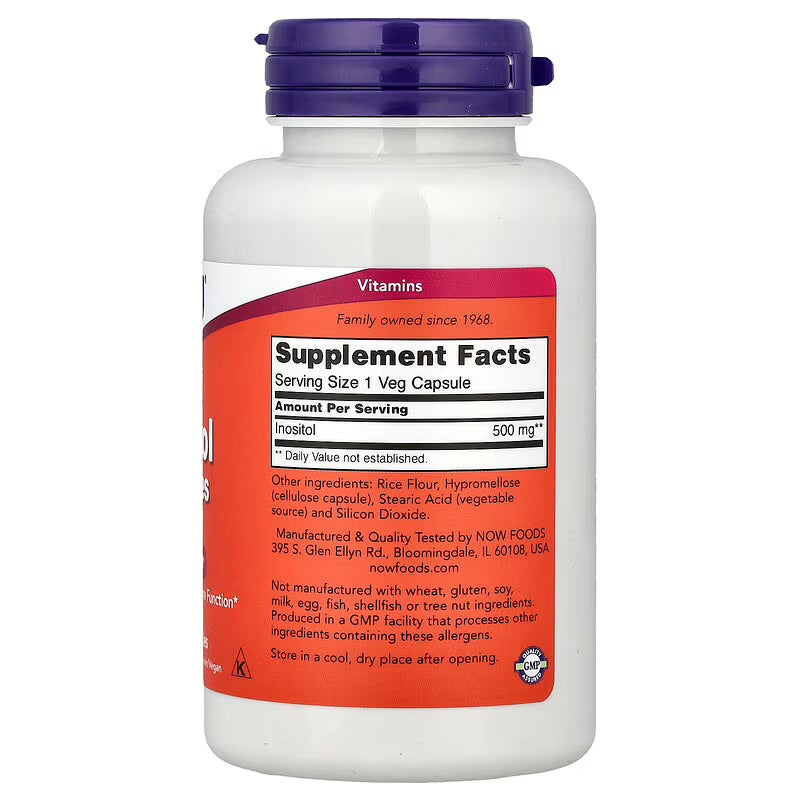 NOW Foods Inositol, 500 mg, 100 Veg Capsules