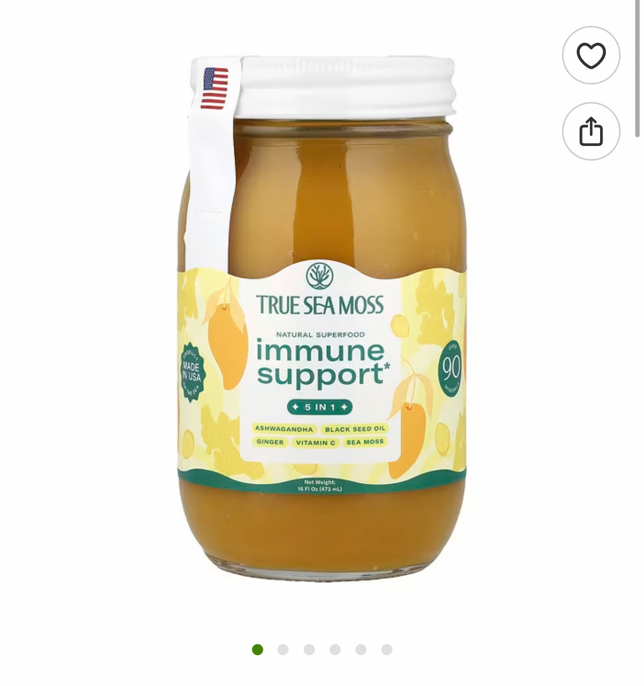 True Sea Moss
Natural Superfood, Immune Support 5 In 1, Mango,
16 fl oz (473 g)