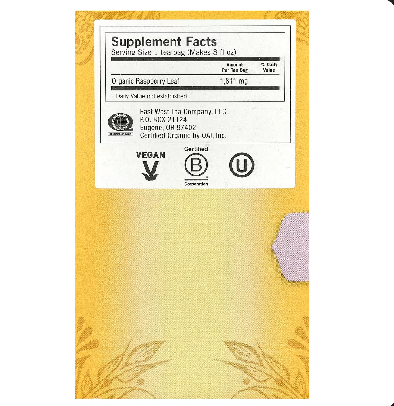 Yogi Tea Raspberry Leaf, Caffeine Free, 16 Tea Bags