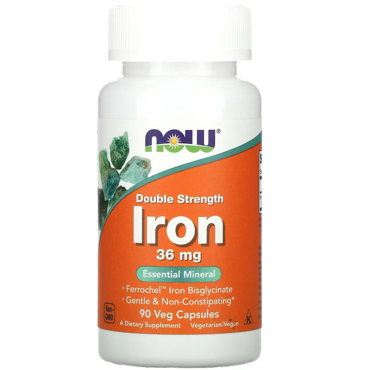 NOW Foods Iron, 36 mg, 90 Veg Capsules